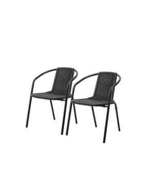 VINGLI Rattan Outdoor Dining Chairs Set of 2 - Durable PE Plastic Stackable